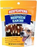 Beefeaters Beefhide Kabobs – Dog Treat. Triple Flavor with Real Chicken, Liver & Sweet Potato, Long-Lasting Chew, Supports Dental Health, Ideal for Training