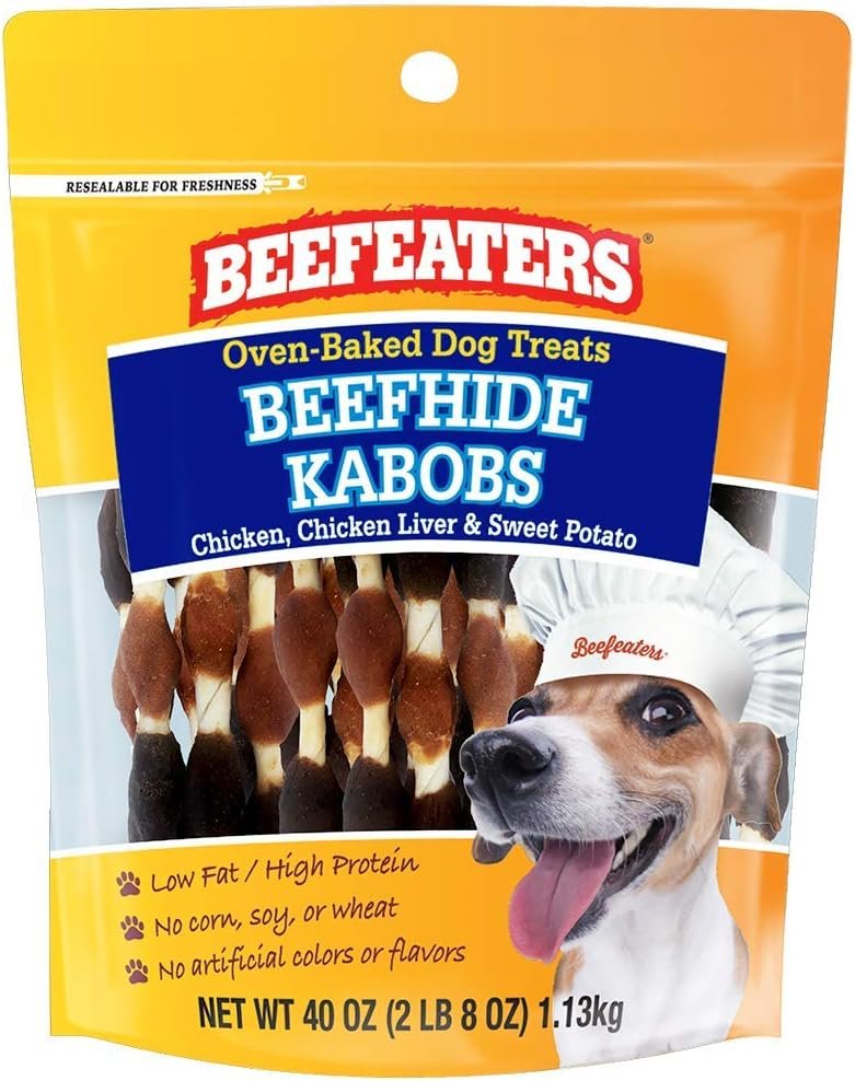 617U6zPuJFL._AC_SL1000_ Beefeaters Beefhide Kabobs – Dog Treat. Triple Flavor with Real Chicken, Liver & Sweet Potato, Long-Lasting Chew, Supports Dental Health, Ideal for Training - Image 1