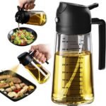 TrendPlain 16oz/470ml Glass Olive Oil Sprayer for Cooking – 2 in 1 Olive Oil Dispenser Bottle for Kitchen Gadgets and Air Fryer Accessories, Salad, BBQ - Black - Image 2