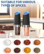 CIRCLE JOY Gravity Electric Salt and Pepper Grinder Set Automatic Salt and Pepper Grinder Set with LED Light, Battery Operated, Adjustable Coarseness, Large Capacity, for Home Kitchen BBQ - Image 6