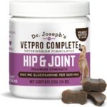 Dr. Joseph's VetPro Complete Peanut Butter Hip and Joint Dog Chews, 60 Count, Pain and Inflammation Relief with Glucosamine, Chondroitin, MSM, Turmeric, Vitamin C, Omega 3, Treats Hip Dysplasia