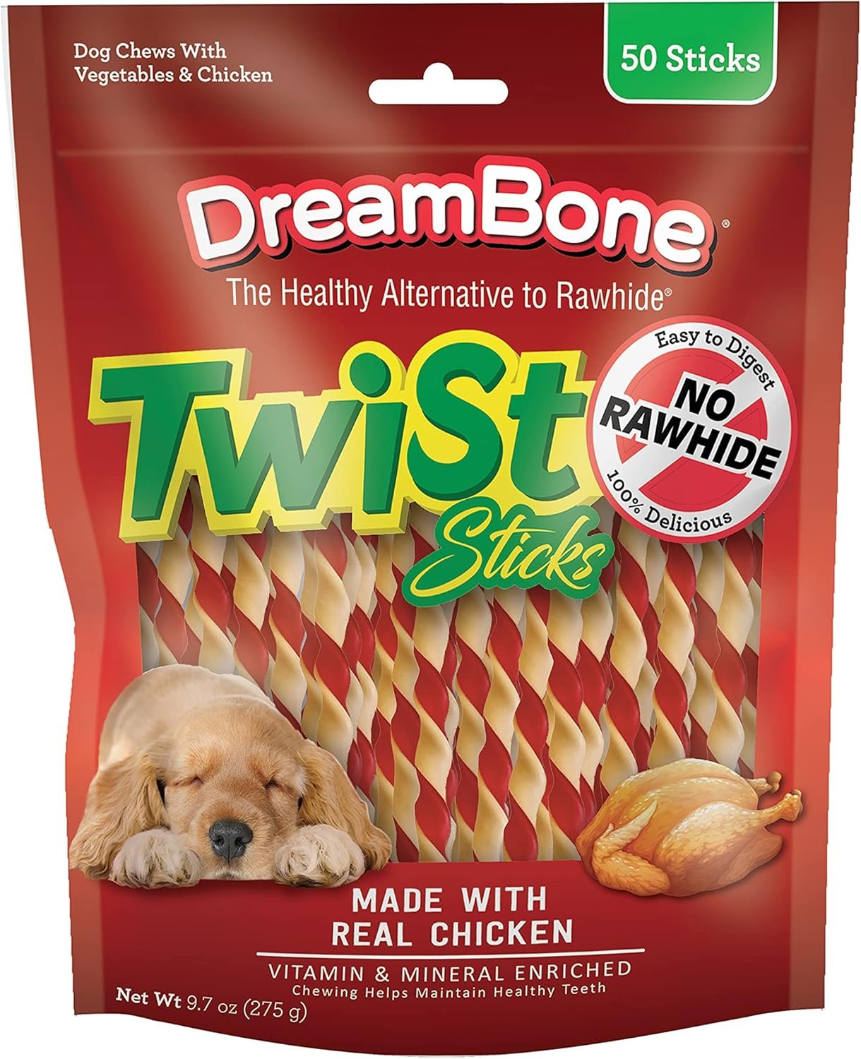 81bK2xQrL2S._AC_SL1500_ DreamBone Twist Sticks, Made With Real Chicken, Rawhide-Free Chews for Dogs, 50 Count - Image 1